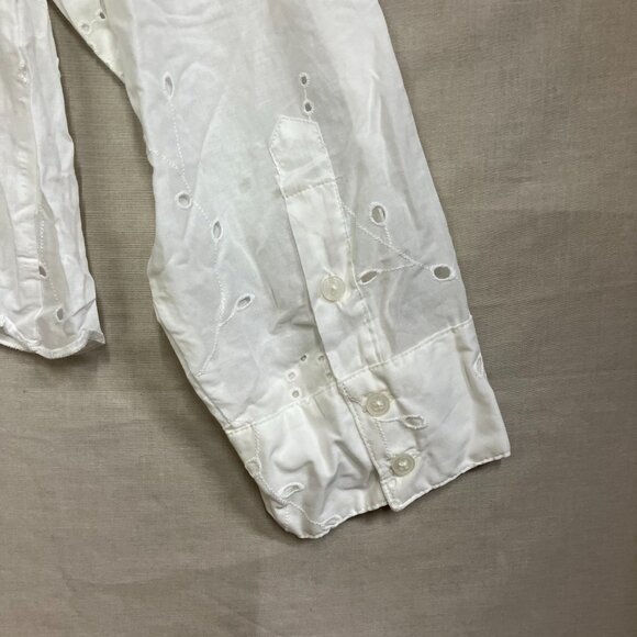 NWT A New Day Women’s Size Large White Eyelet Long Sleeve Button Down Shirt - Picture 10 of 14